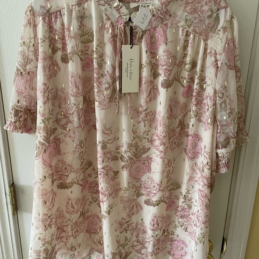 🌸 Haver & Blair Floral Metallic Blouse US 3X 🌸